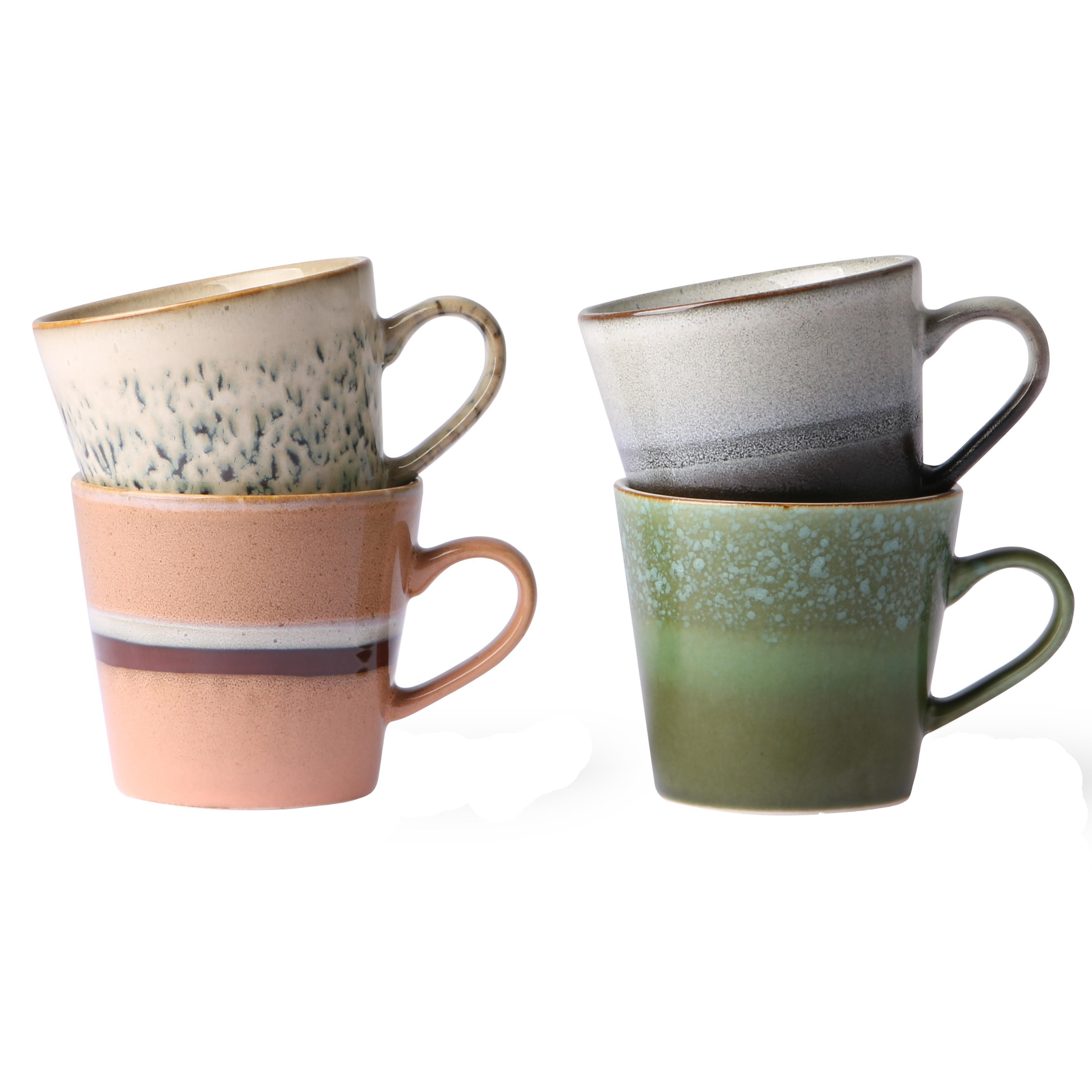 Bakken Booth Umeki HKliving 70's Ceramic Cappuccino mok kopjes set van 4 virgo | Flinders