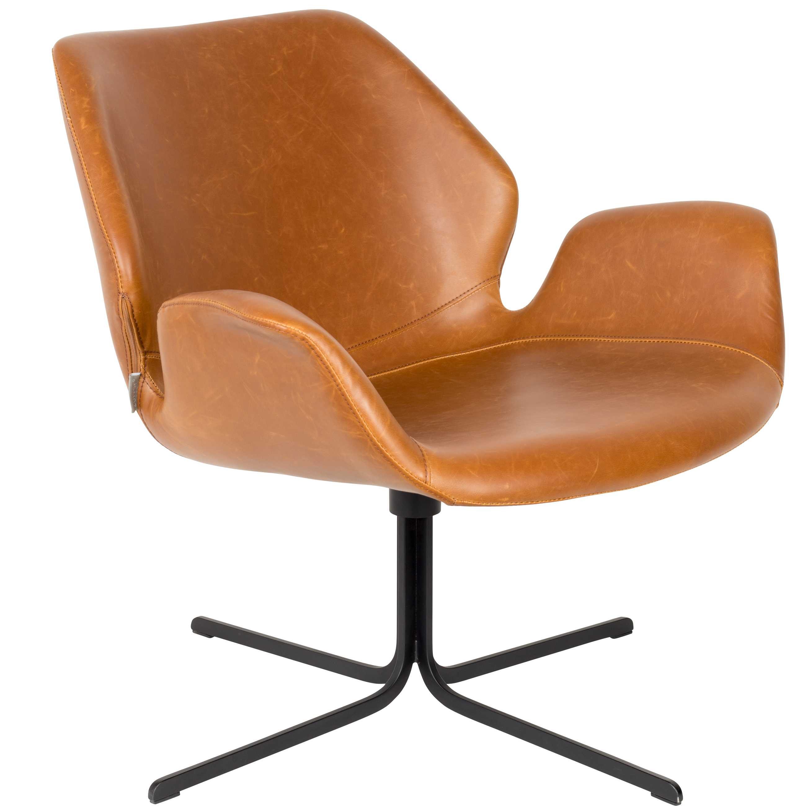 Kent Ontwaken kraai Zuiver Nikki lounge fauteuil draaifauteuil all brown | Flinders