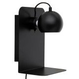 5231 Ball wandlamp met usb-poort mat zwart