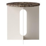 2467 Androgyne bijzettafel Ø40 ivoor, Emperador marmer