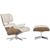 1860 Eames Lounge chair met Ottoman fauteuil (klassieke afmetingen) sneeuwwit