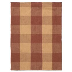2193 Hale yarn-dyed theedoek Peach/Spice Red