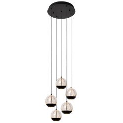 11440 Sentubal cluster 5 hanglamp LED rond transparant/zwart