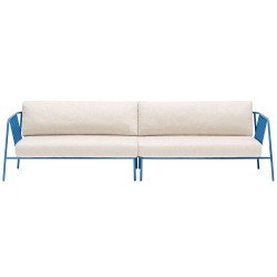 9625 Nolita 4-zits loungebank kussen wit frame blauw
