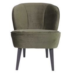 Paar Moeras Mathis WOOOD Exclusive Sara fauteuil Fluweel warm groen | Flinders