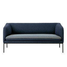 Turn Sofa bank Cotton 2-zits blauw met lichtgrijs zitkussen