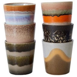 5604 70's Ceramic koffie mok koffiekopjes set van 6 elements