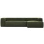 Blok 4-zits bank met chaise longue rechts Green Corduroy