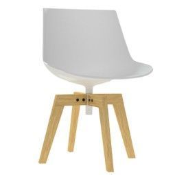 Flow Chair stoel met naturel eiken onderstel wit