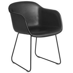 Fiber Sled gestoffeerde stoel zwart leder