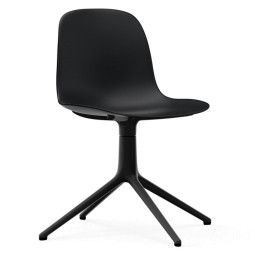 Normann Copenhagen Tweedekansje - Form Chair Swivel stoel met zwart onderstel, zwart