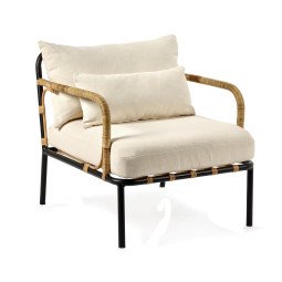 Capizzi lounge fauteuil frame black, cushions off white