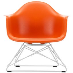 Eames LAR loungestoel wit onderstel, rusty orange