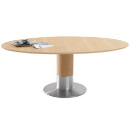 Balance uitschuifbare tafel, eiken fineer, voet aluminium 120