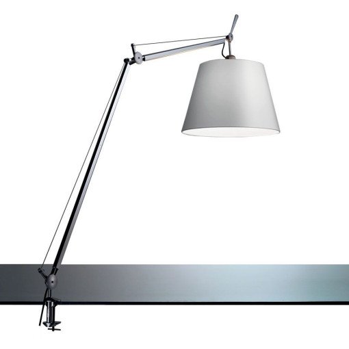 Tolomeo Mega klemlamp LED met snoerdimmer grijs satijn 32 cm