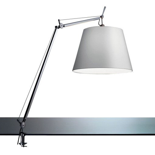 Tolomeo Mega klemlamp LED met snoerdimmer grijs satijn 42 cm