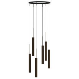 Tubulaire cluster 6 hanglamp rond Bronzed Brass