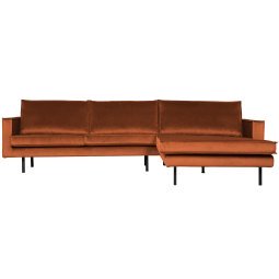 Rodeo Velvet met chaise longue rechts Roest