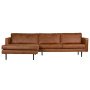 Rodeo 3-zits bank met chaise longue links cognac