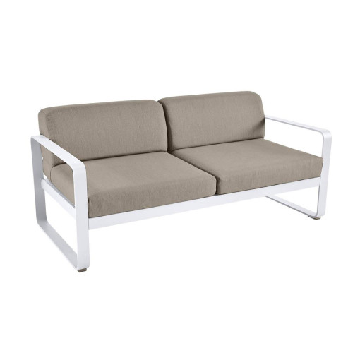 Bellevie 2-zits loungebank kussen grey taupe Cotton White