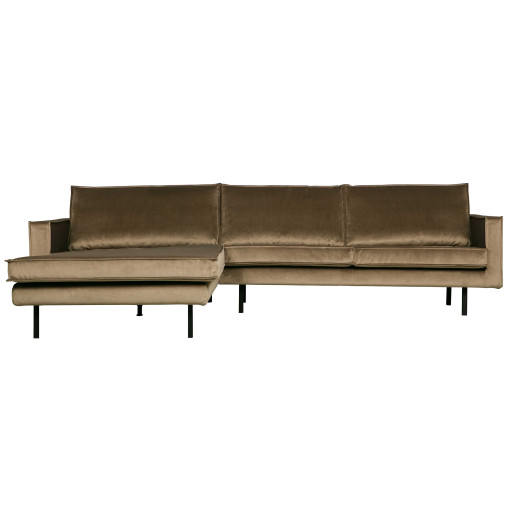 Rodeo Velvet met chaise longue links Taupe