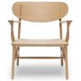 CH22 fauteuil geolied eiken, eiken cover cap, natural paper cord