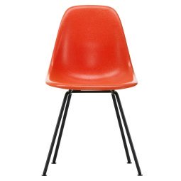 Eames DSX Fiberglass stoel zwart onderstel, red orange