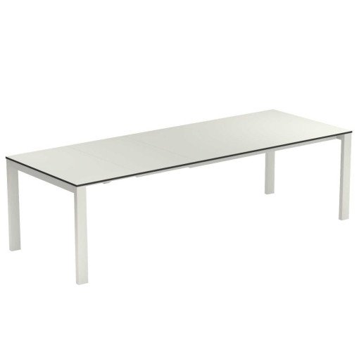 Round uitschuifbare tuintafel 268x100 HPL matt white