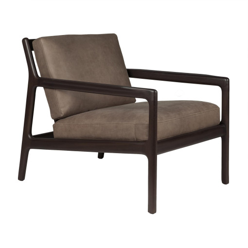 Jack fauteuil donkerbruin/nubuck leer