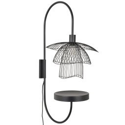 Papillon wandlamp met plateau zwart