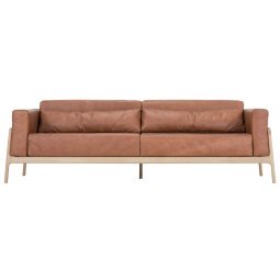 Fawn sofa 3+ whitewash Dakar Leather Whiskey