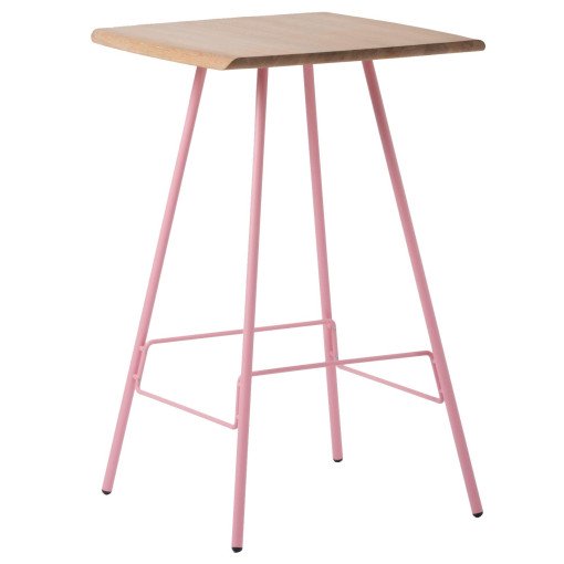 Leina bar tafel 70x70 natural, roze onderstel