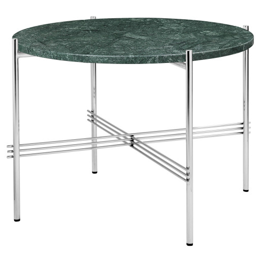 TS bijzettafel 55 polished steel green guatemala marble