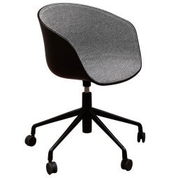 	About a Chair AAC52 gestoffeerde bureaustoel, onderstel zwart, kuip Black, Hallingdal 166