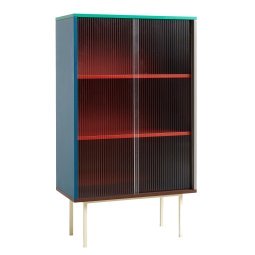 Colour cabinet tall dressoir with glass doors multi