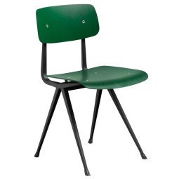 Result stoel groen gebeitst, zwart onderstel