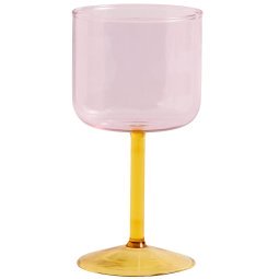 Tint wijnglas set van 2 geel/roze