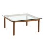 Kofi salontafel walnoot 80x80 helder glas 