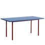 Two-Colour tafel 160x82 blauw, rood onderstel