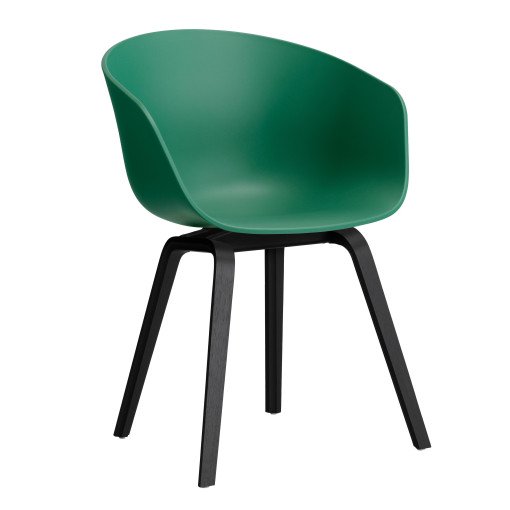 AAC22 stoel zwart gelakt eiken onderstel Teal Green