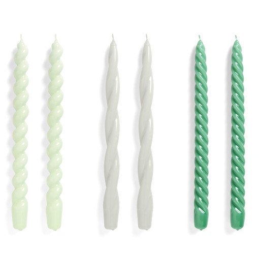 Candle Long Mix kaarsen set van 6 mint/ grey/ green
