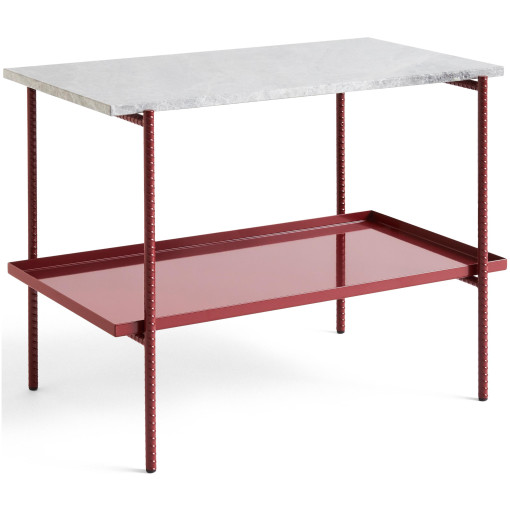 Rebar Marble Side salontafel 75x44 rood staal, grijs marmer