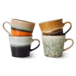 70's Ceramic Cappuccino mok kopjes set van 4 verve