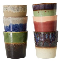 70's Ceramic koffie mok koffiekopjes set van 6 grounding