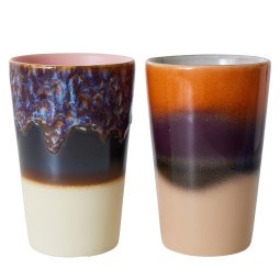 70's Ceramic Thee mokken set van 2 dusk