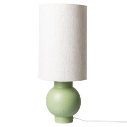 Ceramic Pistachio Green tafellamp naturel linnen kap