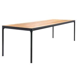 Four tuintafel 270x90 bamboe, onderstel zwart