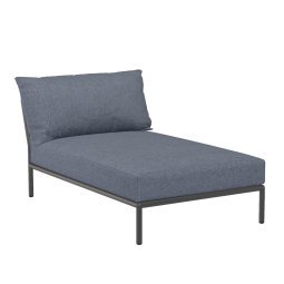 Level2 Chaise Longue ligbed frame donkergrijs stof sky