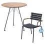 ReClips tuinset Circum tuintafel + 2 ReClips tuinstoelen met bamboe armleuning blauw