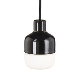 Ohm hanglamp 100/155 opaal glas IP44 Ø9.8 Zwart